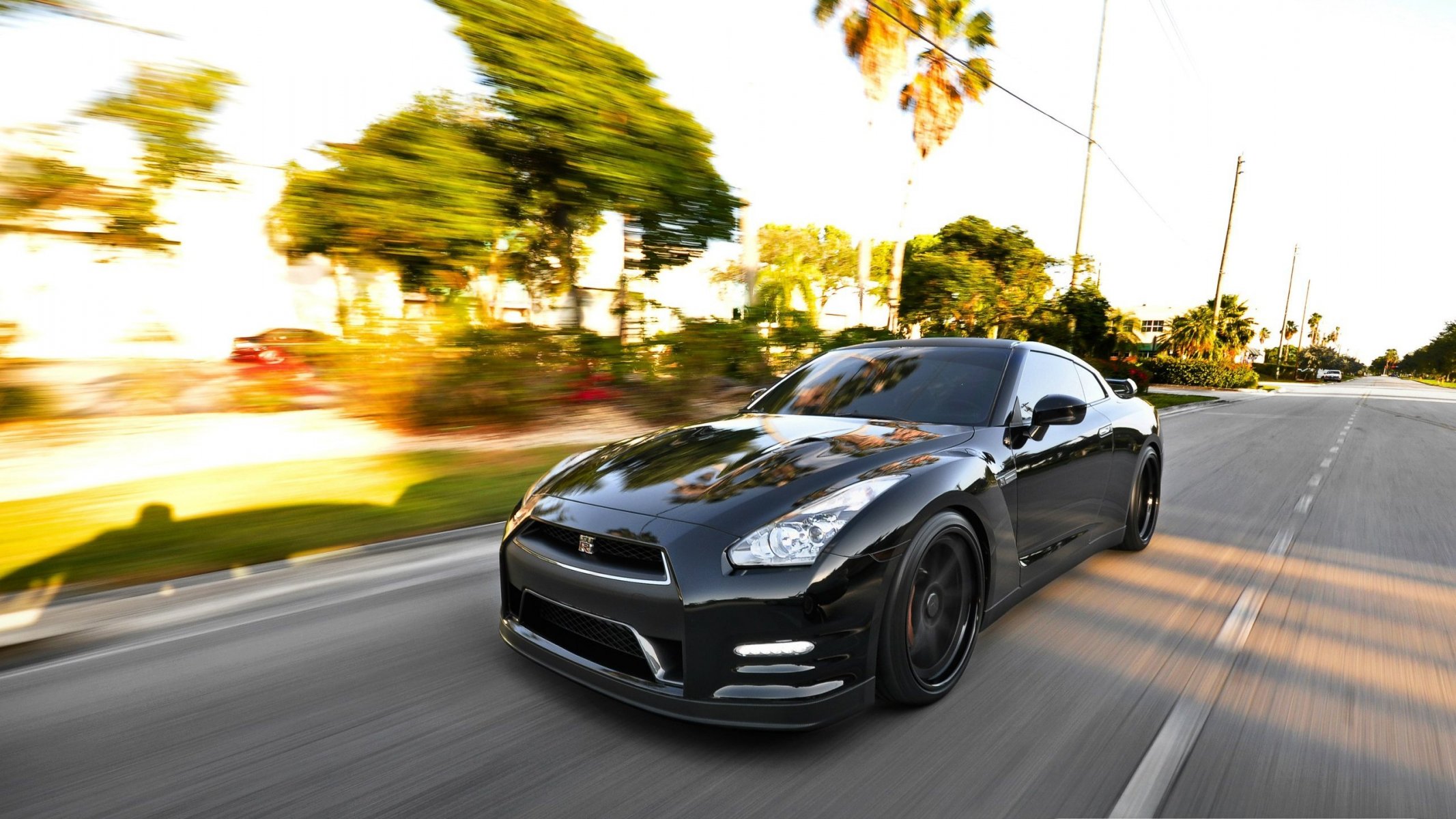 nissan gtr r35 черный суперкар скорость день