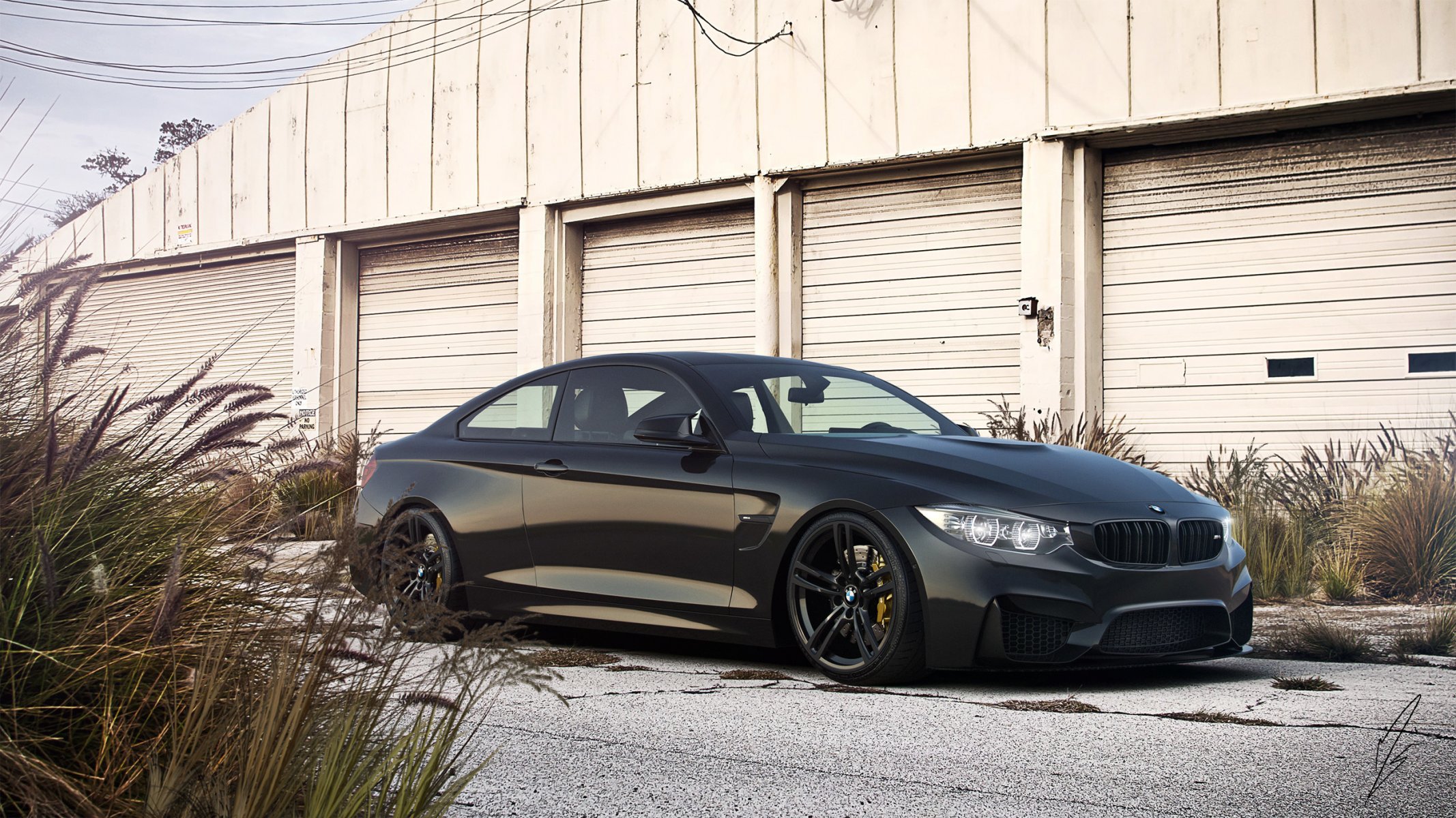 bmw m4 coupe nero auto ruote anteriori luce opaca