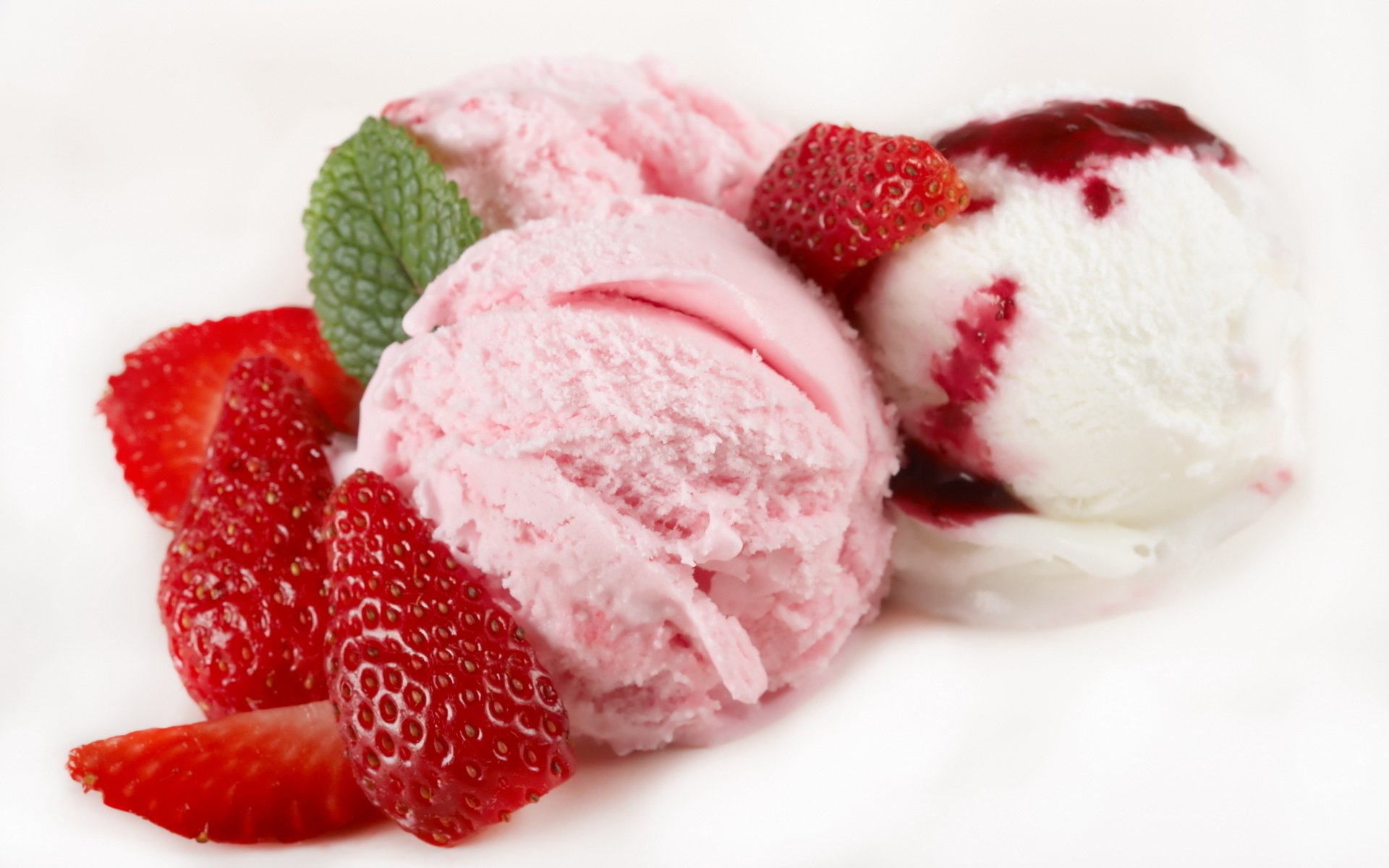 fragole cibo fette gelato foglia dessert