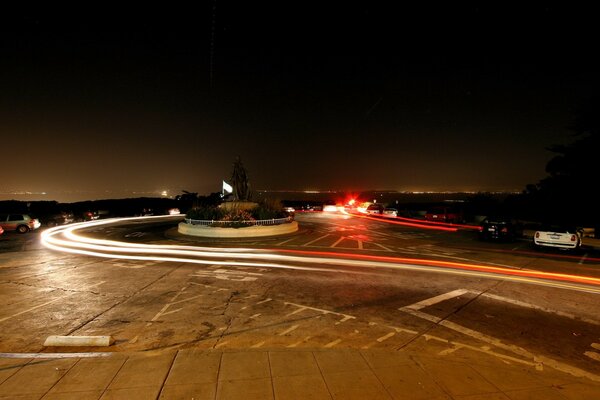 Nachtstraße Autospur