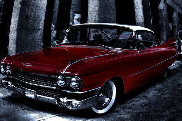 Cadillac classica su sfondo in hdr