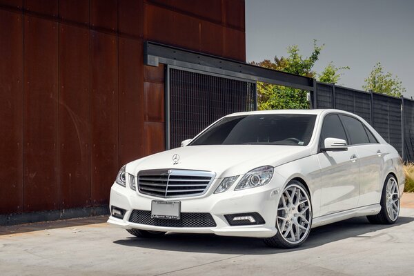 Beautiful white Mercedes e-class