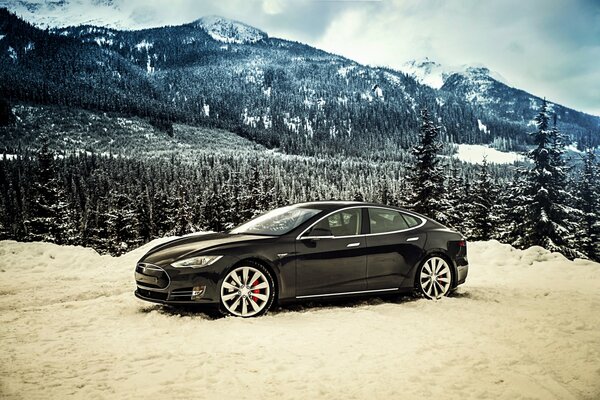2014, Tesla, Modello S, P85D inverno Mountain View colore Nero