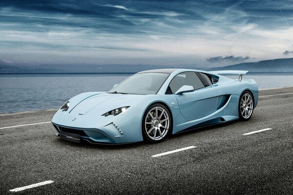 Vencer supercar on the seashore