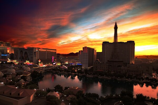 Bright dawn from the windows of a Vegas casino