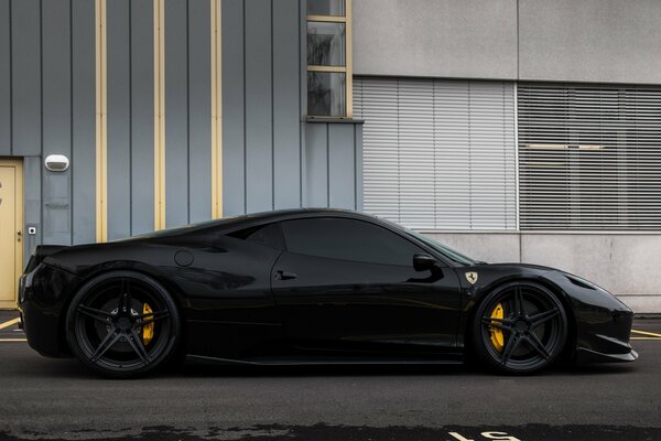 Black Ferrari with amazing wheels