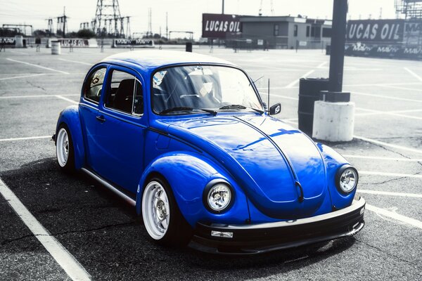 Bleu Volkswagen Beetle rétro photo