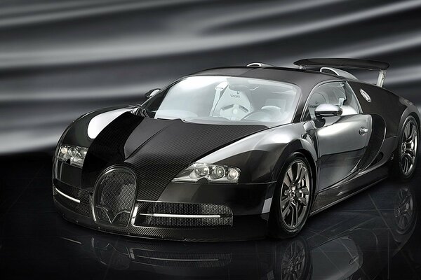 Bugatti negro sobre fondo negro