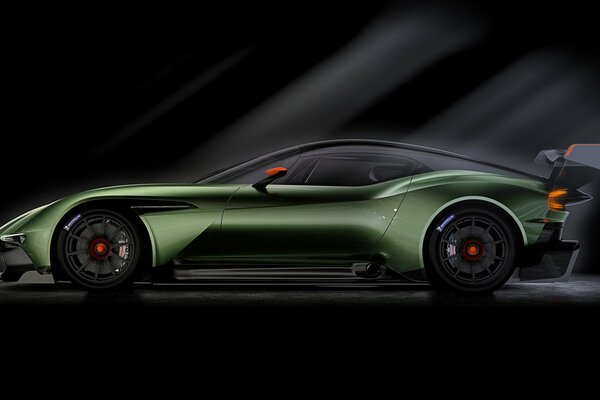 Green Aston Martin Volcano 2015 side view