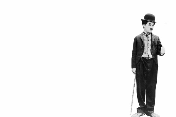 Actor Charlie Chaplin on a white background