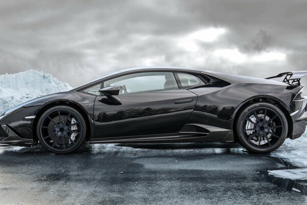 Voiture noire Lamborghini fond d écran