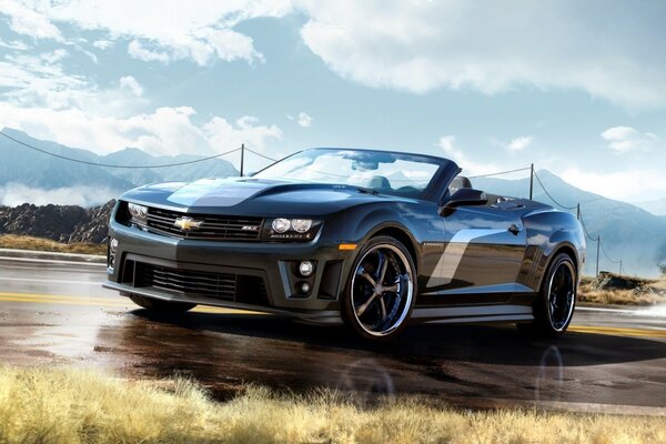 Camaro convertible car, black