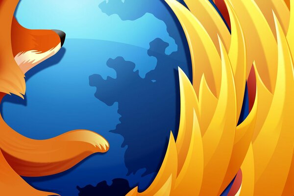 El emblema de Firefox, las llamas alrededor del planeta tierra