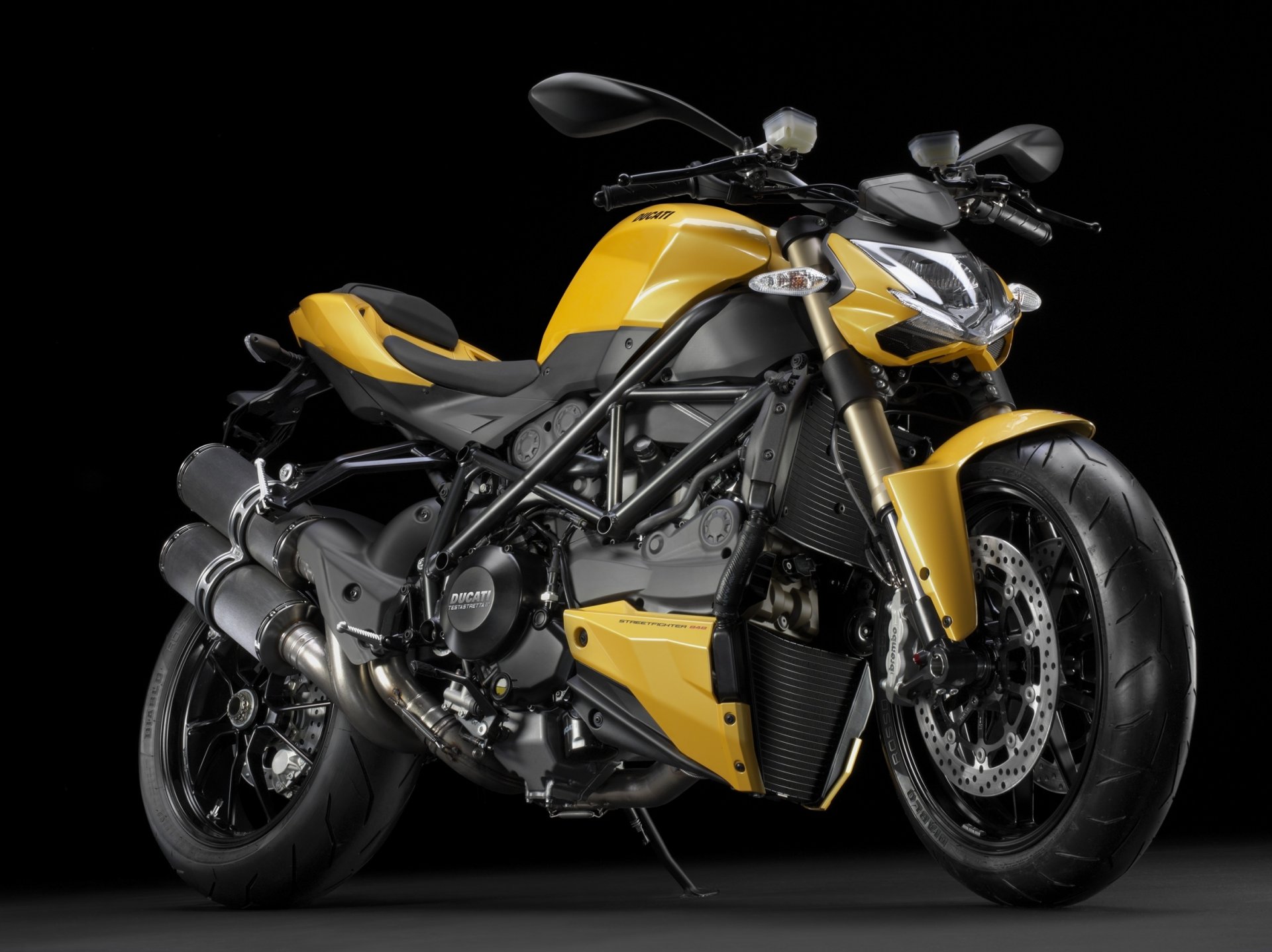 ducati streetfighter 848 спортбайк стритфайтер мотоцикл мото золотистый дукати байк черный фон мотобайк hi-tech мототранспорт