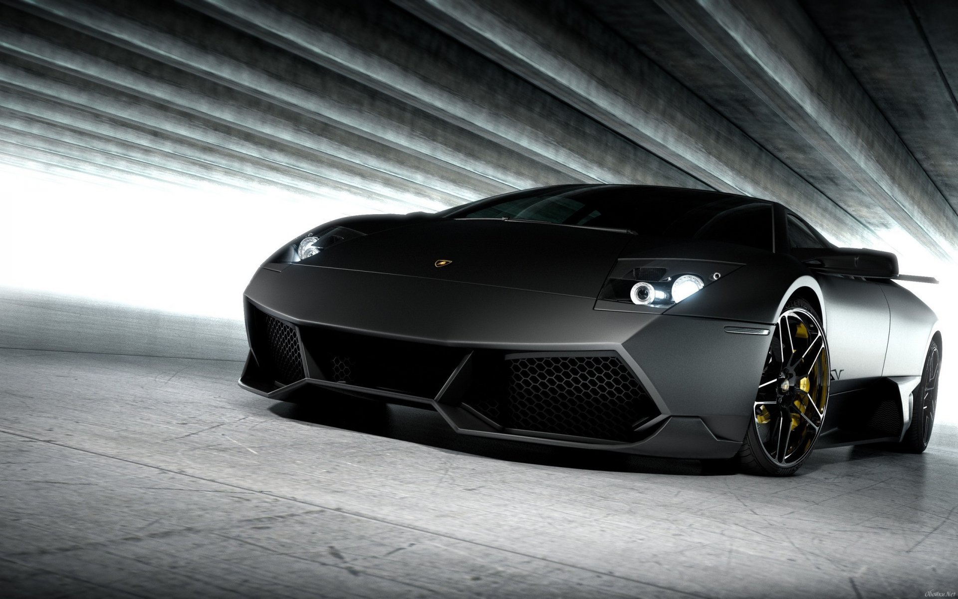 lamborghini murcealgo car matte black light style design auto headlights power road tunnel sports cars transport motor transport