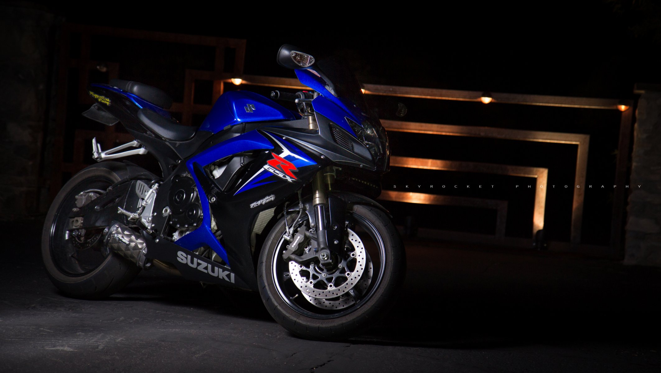 uzuki gsx-r600 azul bicicleta supersport suzuki motocicleta luz