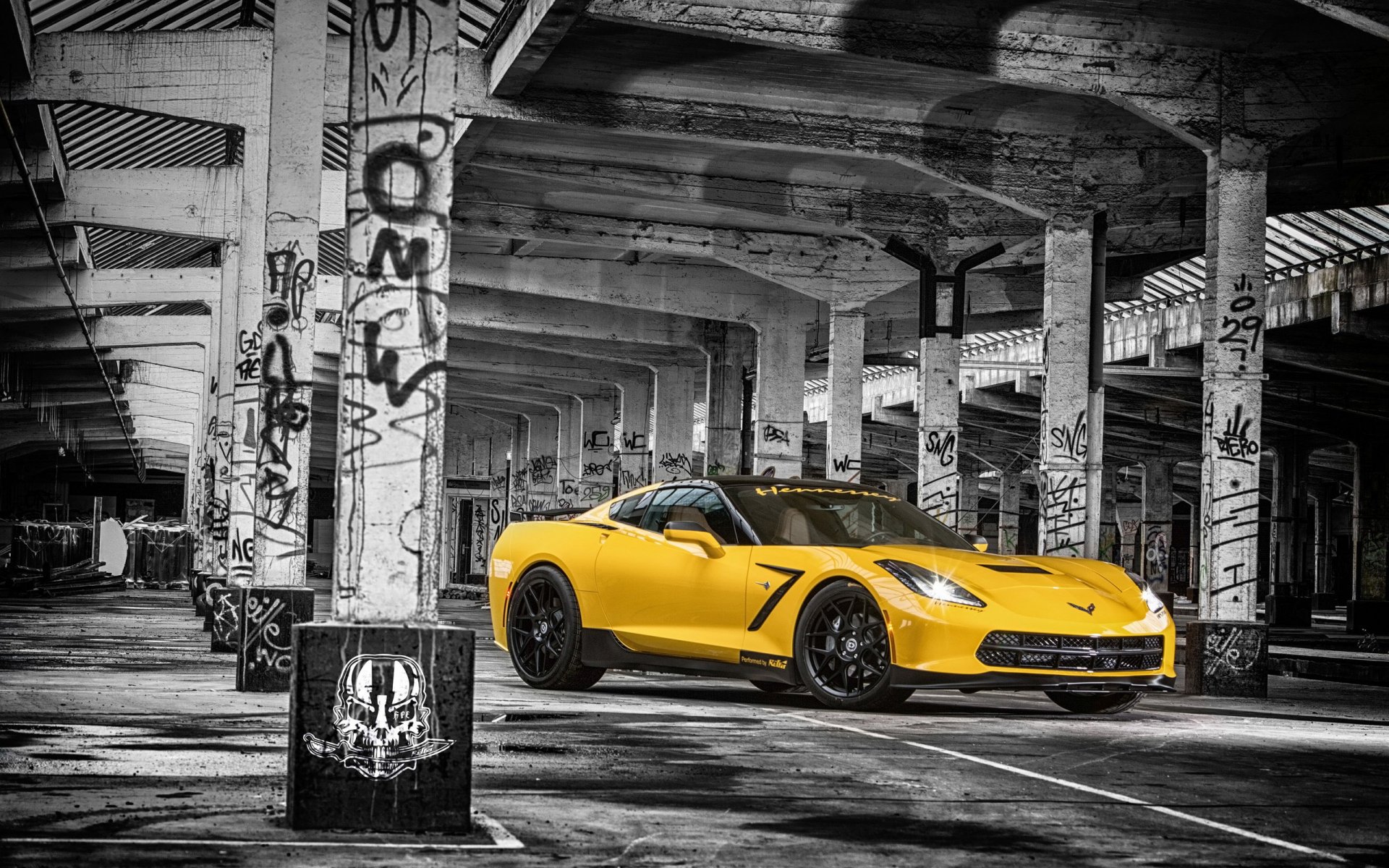 chevrolet corvette c7 stingray hpe700 2015 ruffer muscle car żółty przód