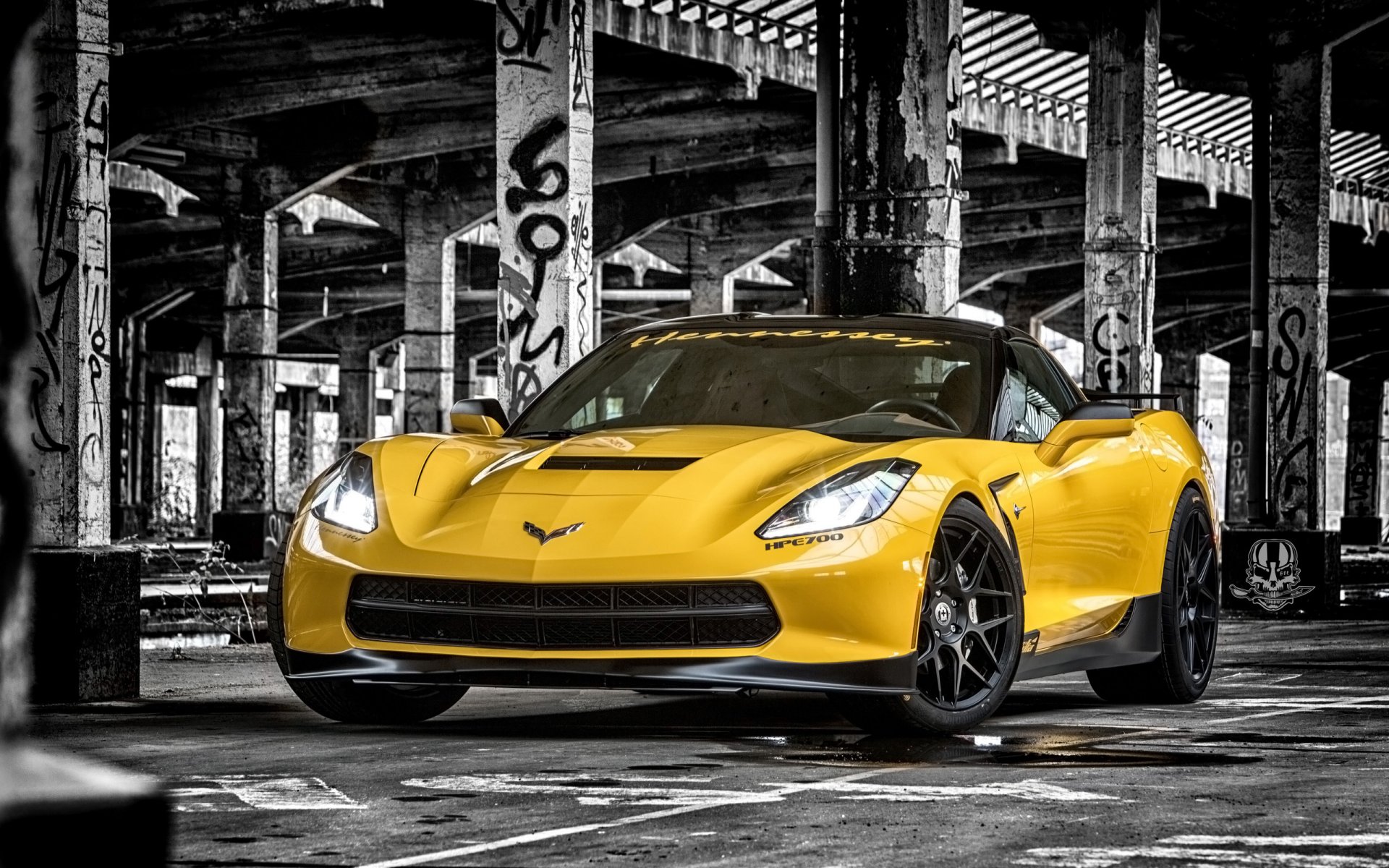 ruffer rendimiento chevrolet corvette stingray hpe700 chevrolet tuning amarillo frente fondo