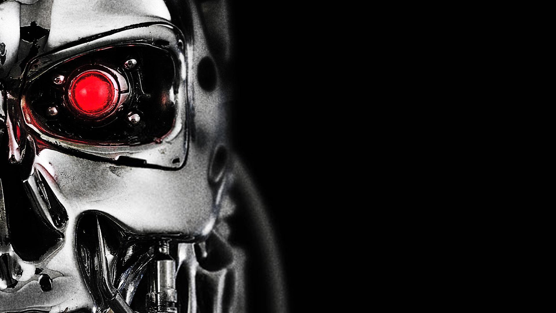 terminator t-800 endo terminator cyborg skynet roboter dunkelheit schwarzer hintergrund rotes auge auge blick