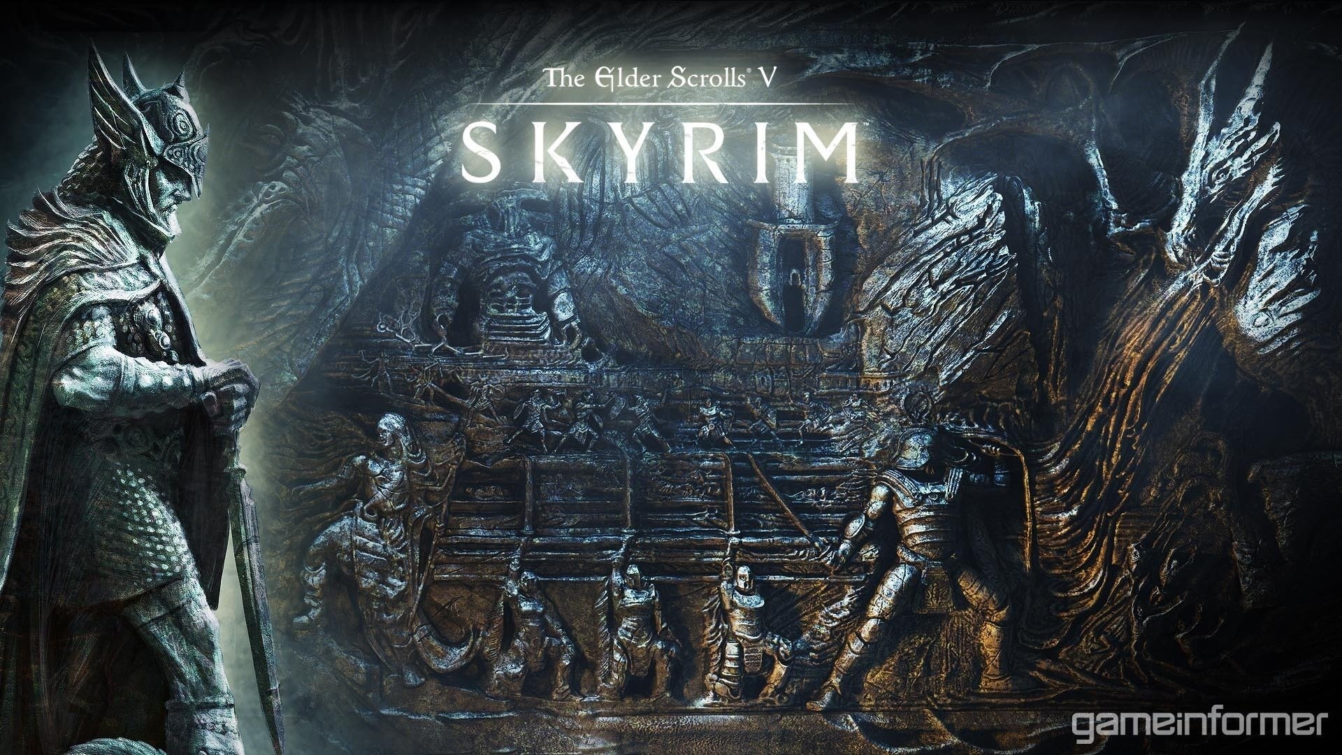 the elder scrolls fantasy skyrim bas-relief skyrim warrior