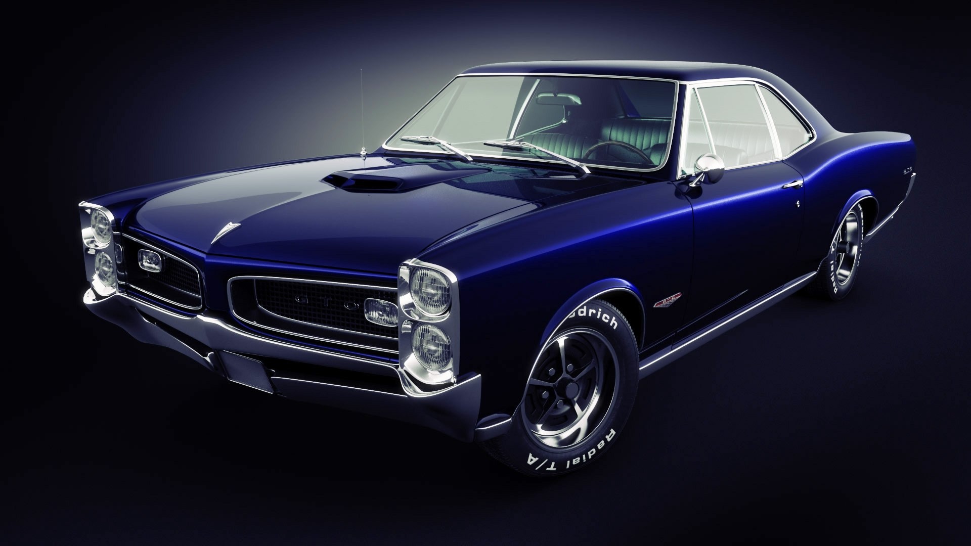 gto auto classico blu pontiac muscle car