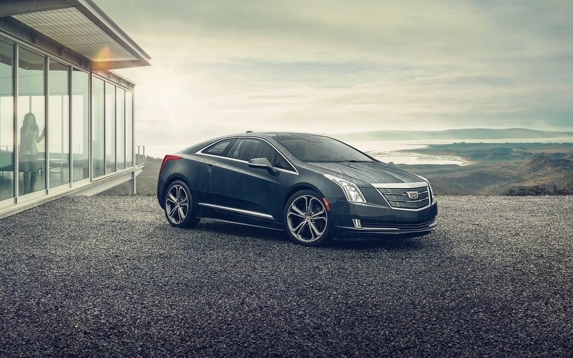 cadillac elr cadilac elr coupe przód dziewczyna tło