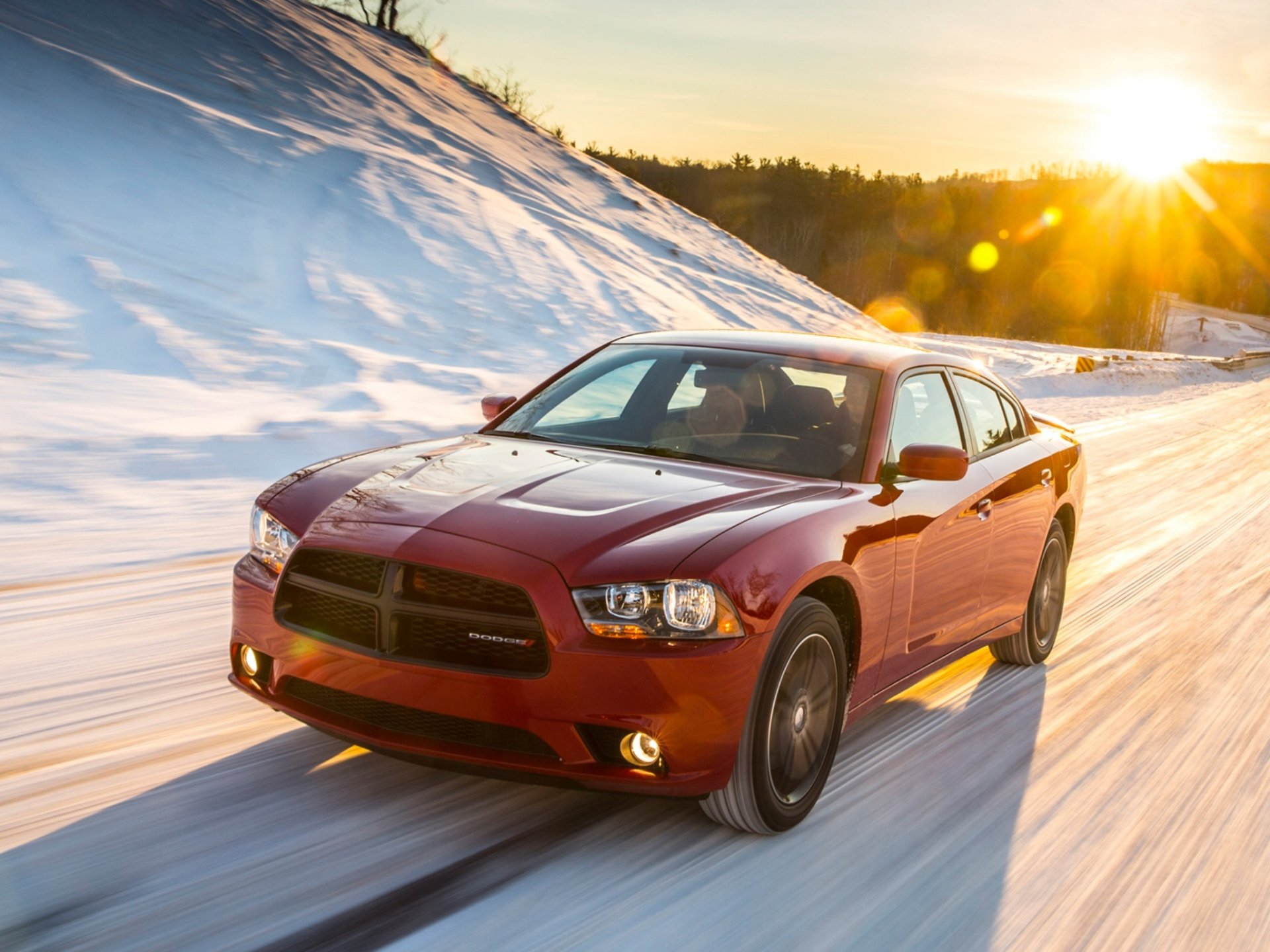 dodge ładowarka awd sport śnieg auto droga słońce