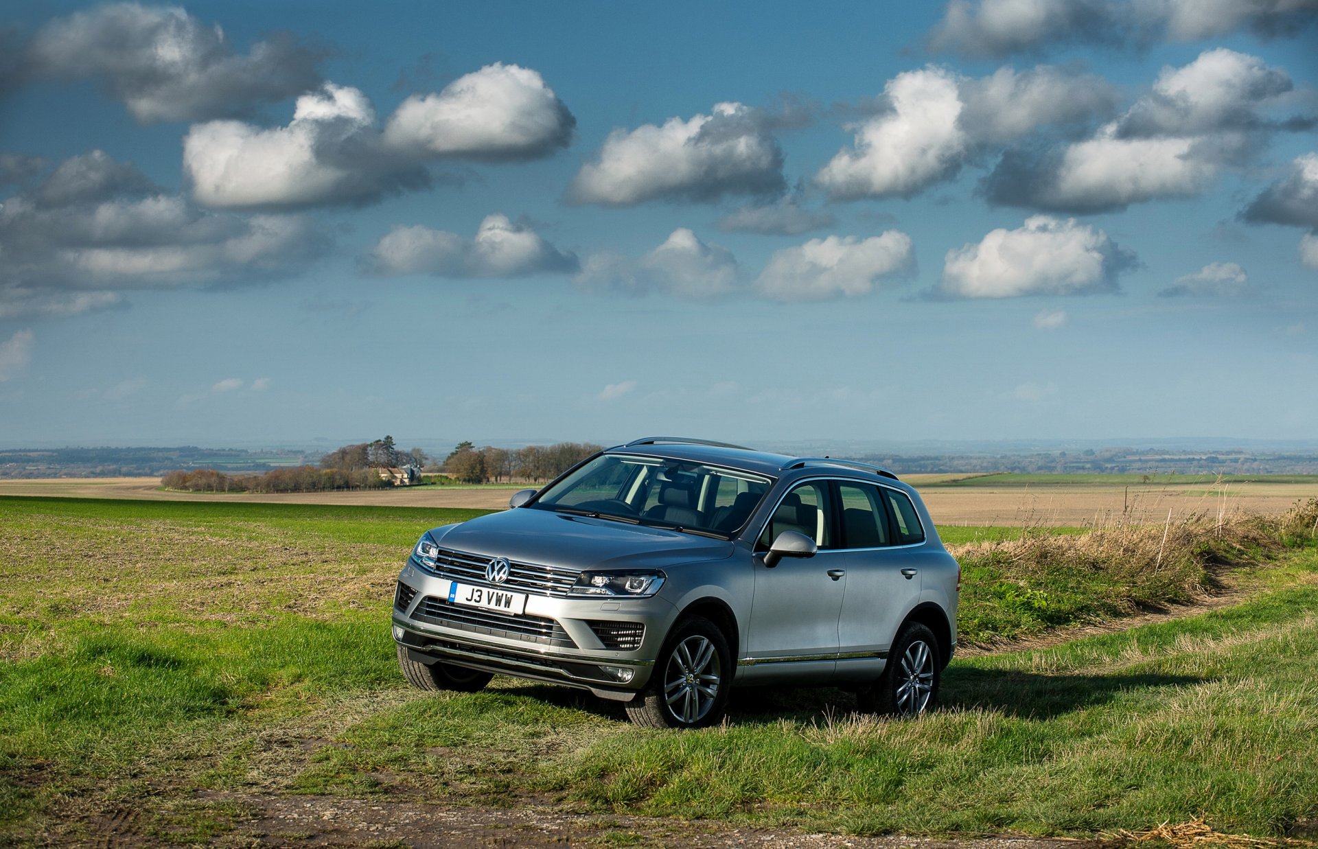 volkswagen paisaje cielo 2014 touareg se gris coche foto