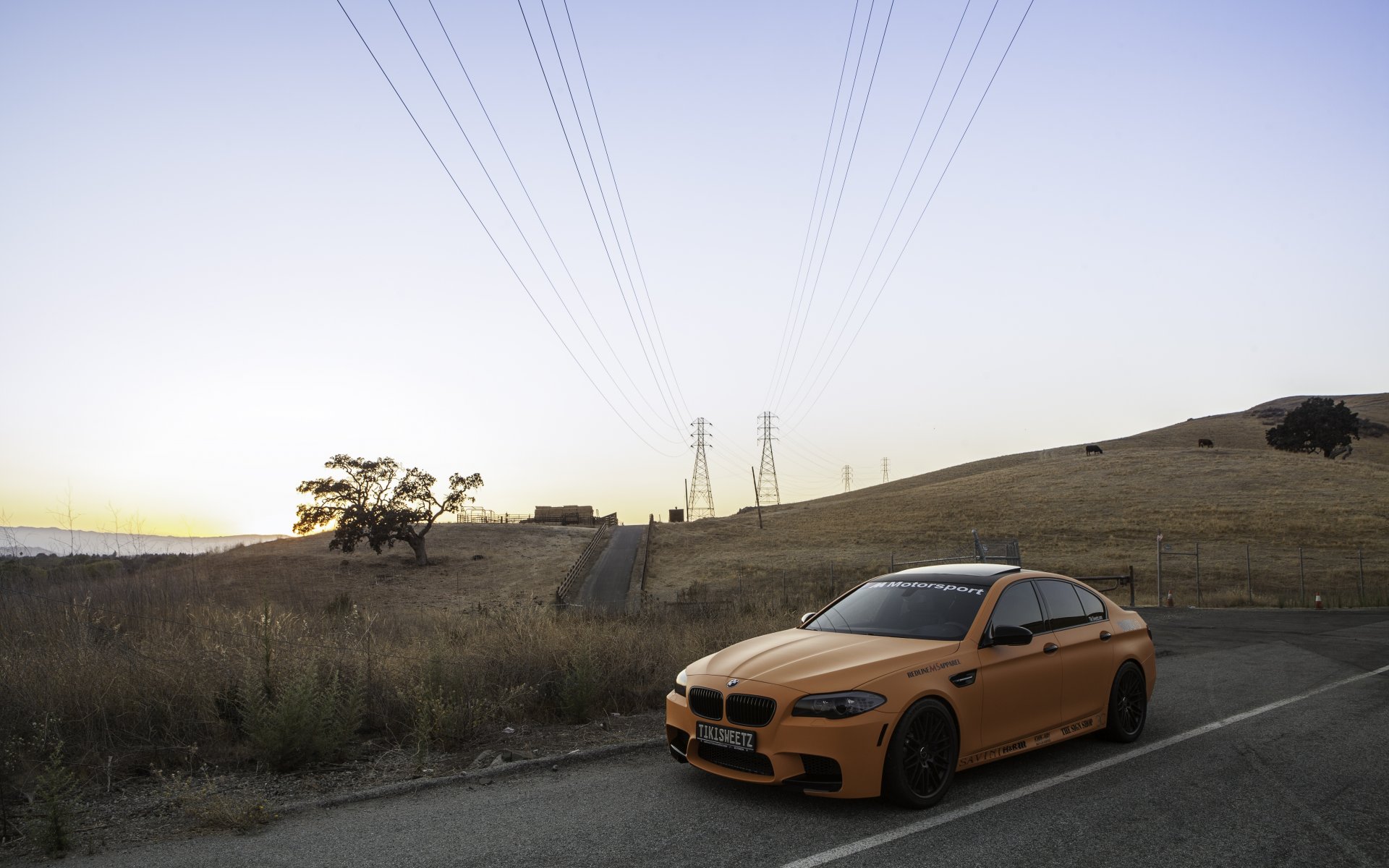 bmw m5 f10 naranja bmw cielo línea eléctrica