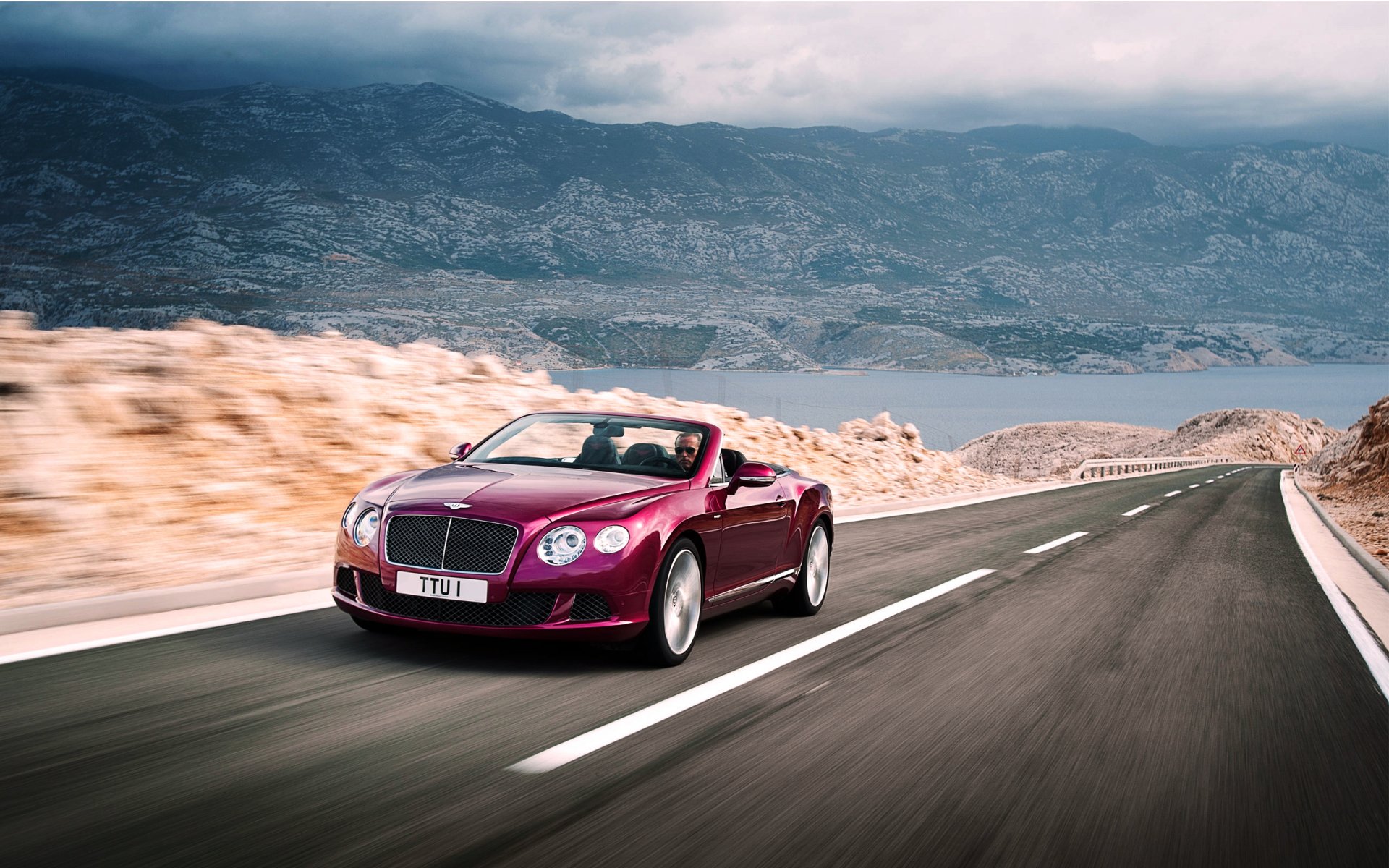 bentley continental gt coche púrpura carretera convertible delantero bentley