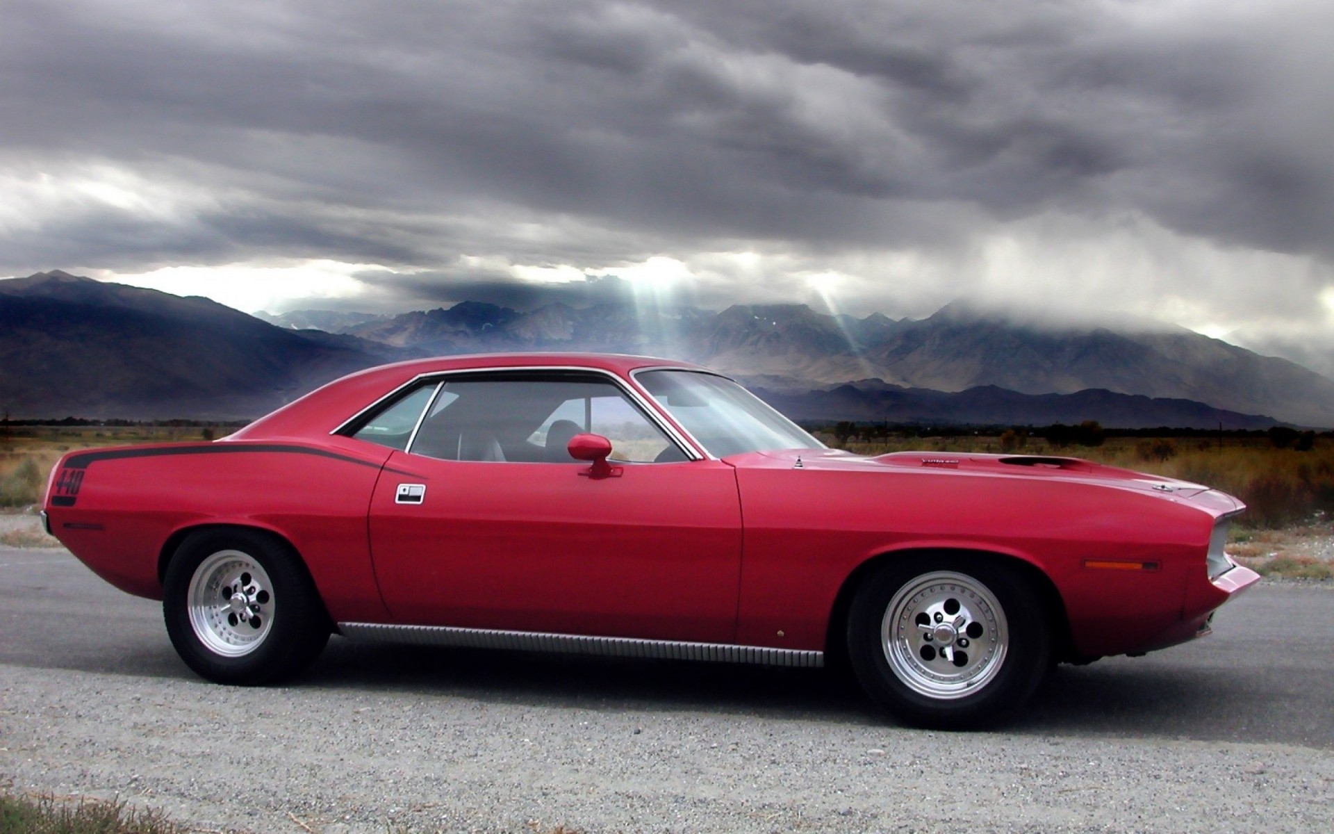 vehicles red cuda muscle car