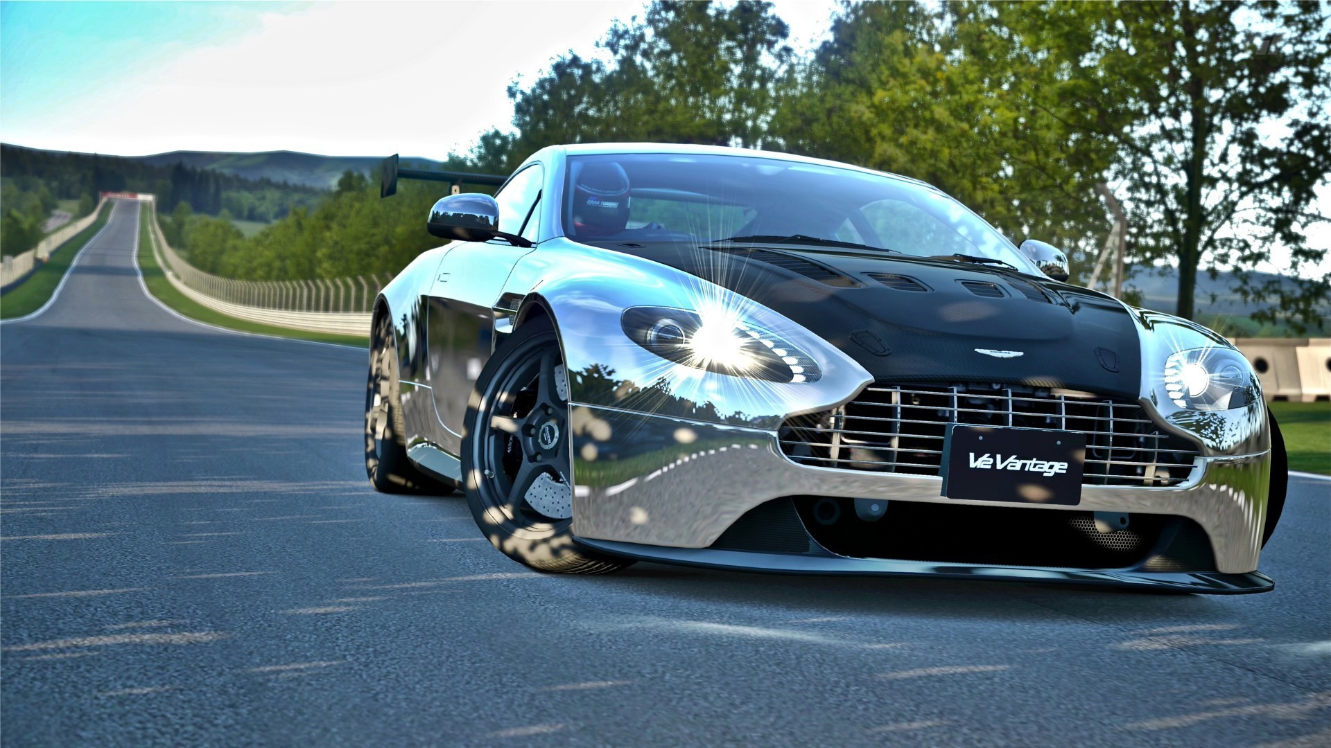 v12 voiture route gris aston martin