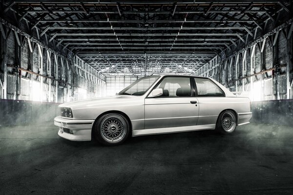 BMW, white coupe