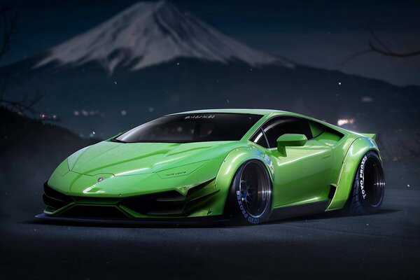 Green Supercar Beast - lamborghini LP640-4