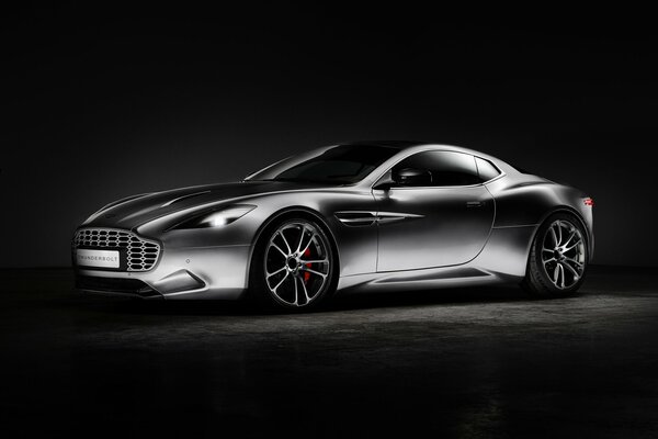 Aston Martin super car on a black background