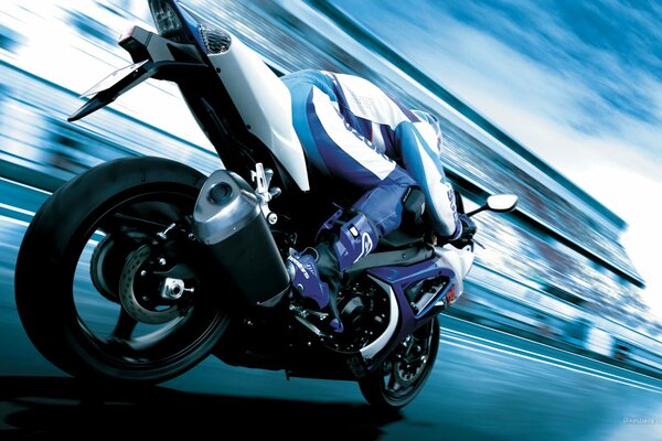 Suzuki motorbike at speed