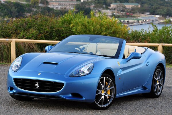 Blue beautiful ferrari car desktop wallpaper