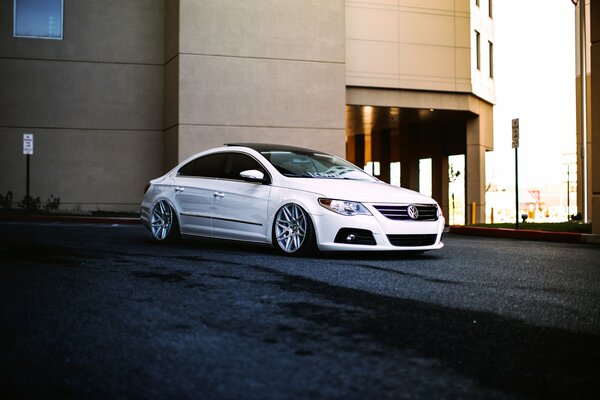 White volkswagen passat cc tuning