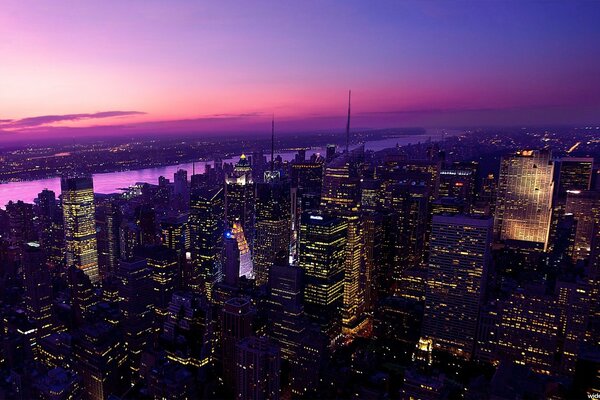 Nueva York metrópolis del cielo nocturno