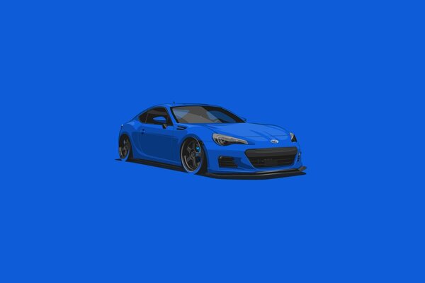 Subaru brz sobre fondo azul