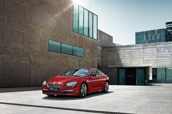 Bmw red wine-colored coupe