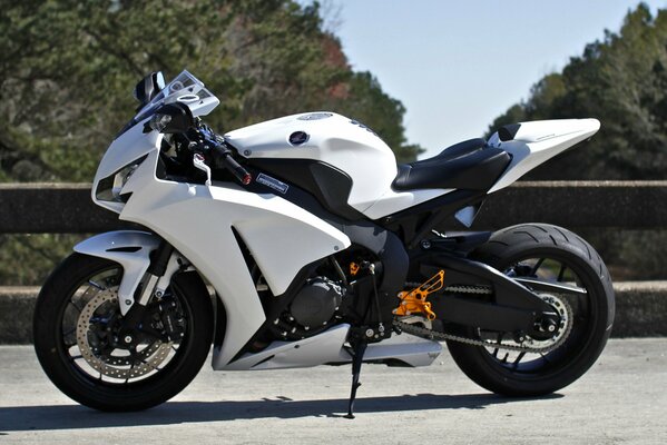 Bianco moto Honda CBR1000RR vista laterale