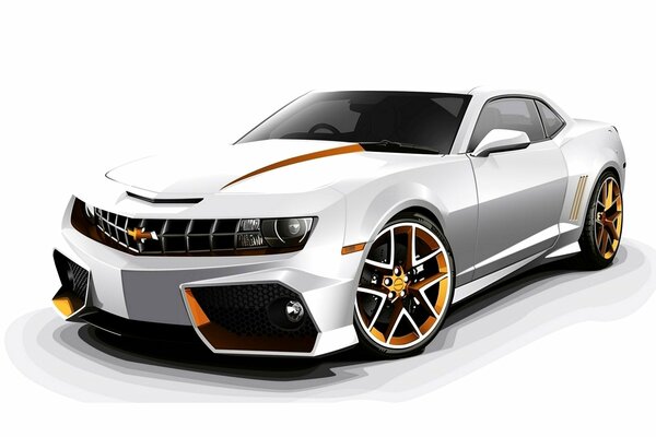 Weißer Chevrolet Camaro auf weißem Hintergrund