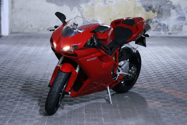 Red sport bike in hi-tech design