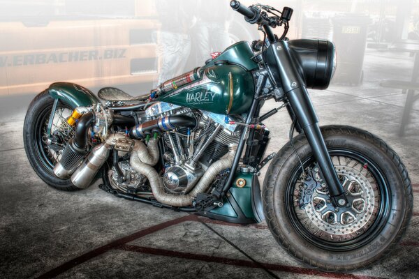 Green Harley Davidson on the side