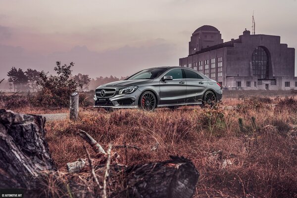 Gray Mercedes-Benz CLA car in AMG tuning