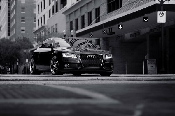 Black audi car in the parking lot