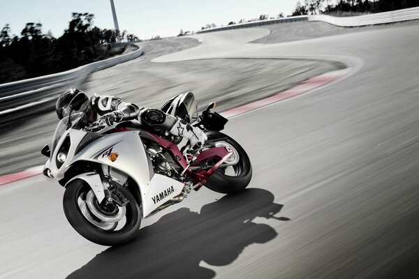 White yamaha sport bike on a sports track