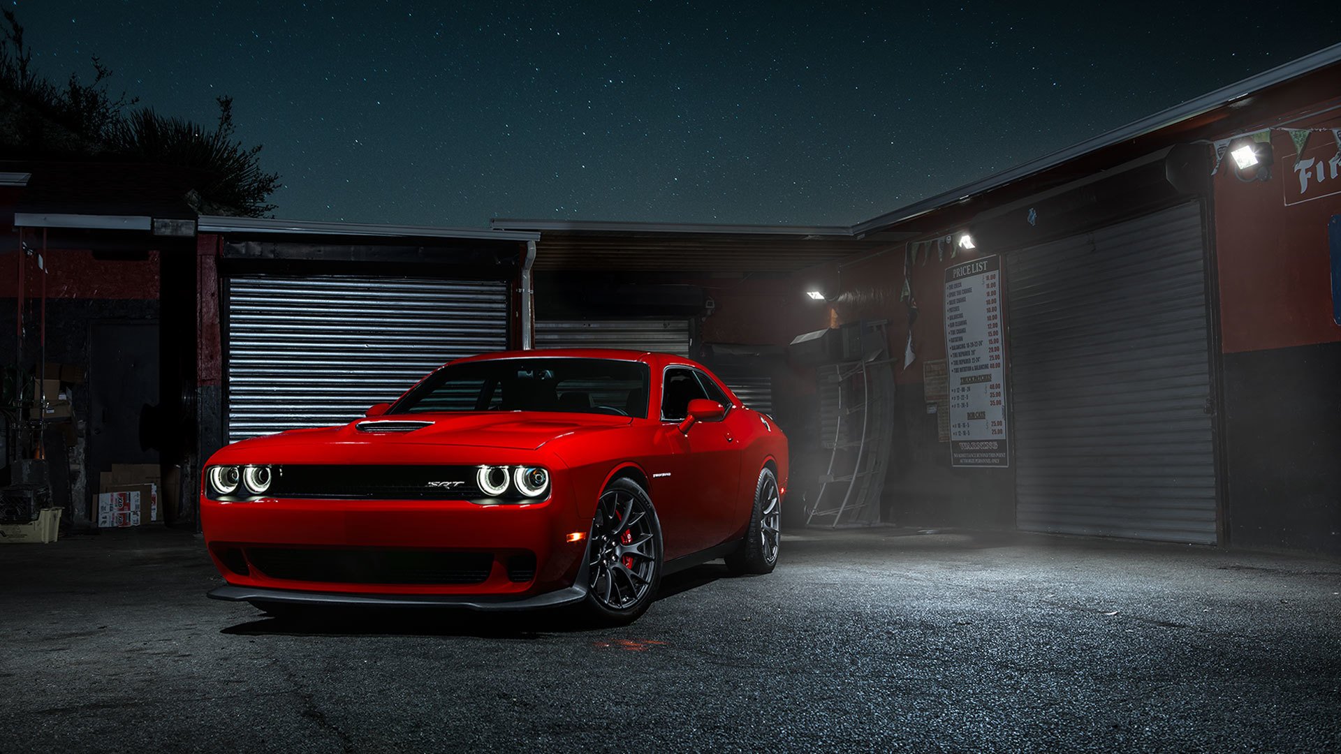 dodge challenger srt hellcat muscle car red front