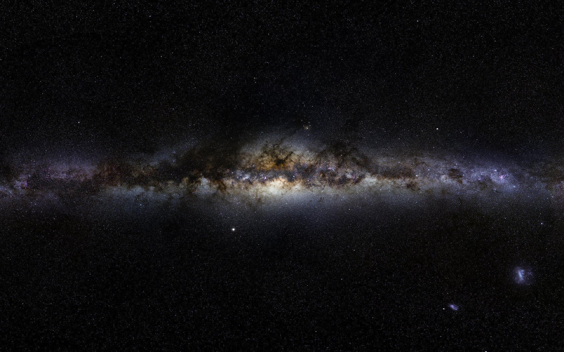 panorama vía láctea espacio galaxia estrellas universo